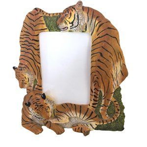 Tiger Jungle Photo Frame 3D Ceramic Portrait Layout 4" x 6" Photo Opening
